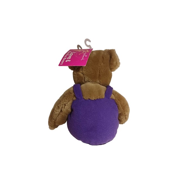 Hallmark Love and Kissing Bear Magnetic Nose Self Fastening Hands Purple Overall - Picture 3 of 10